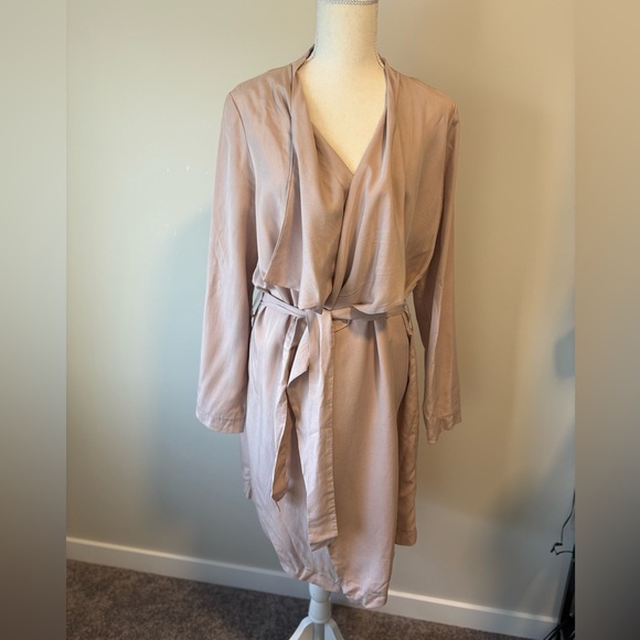 Carolina Belle Montréal Dusty Pink Tencel Belted Waterfall Jacket Size Medium - Picture 3 of 11